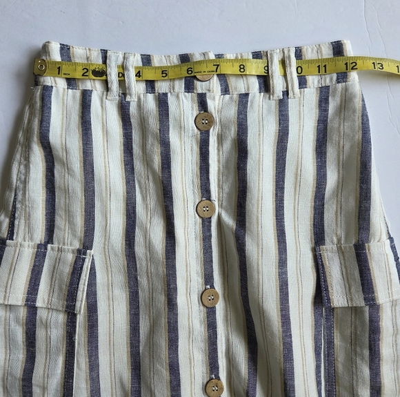 Striped Button-Down Linen Skirt - Picture 6 of 9